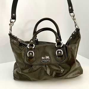 Coach bag olive green patent leather